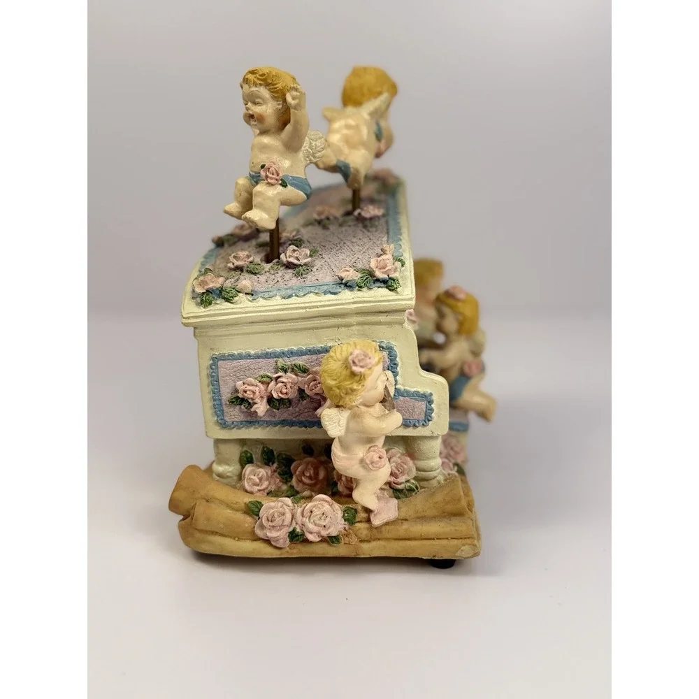 Animated Music Box - Angel Cherubs Piano - Musical Figurine - 